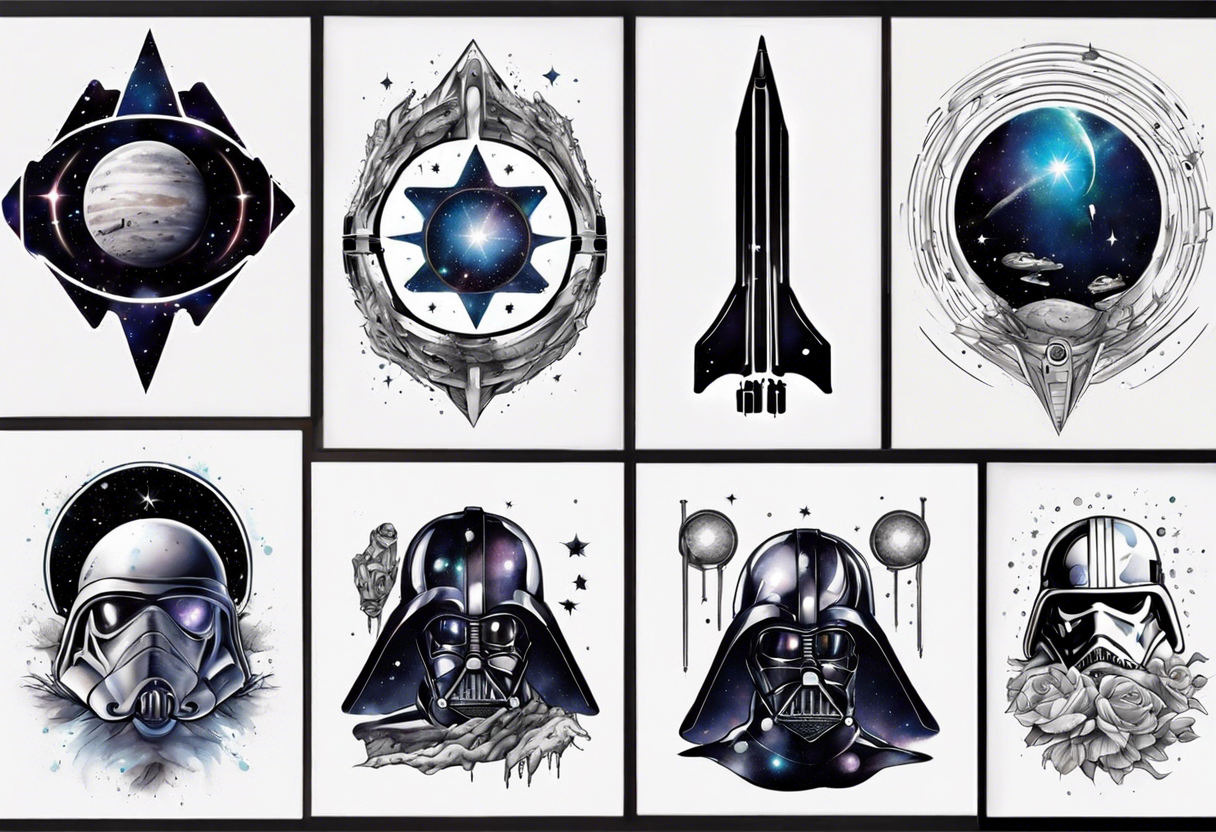 interstellar galactic star wars sleeve tattoo idea