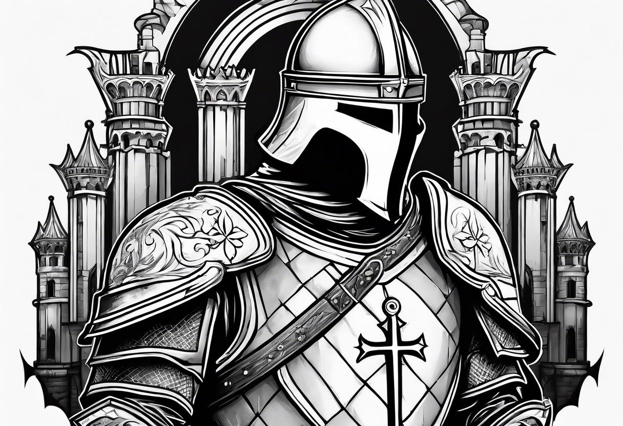 knight templar with castle tattoo idea