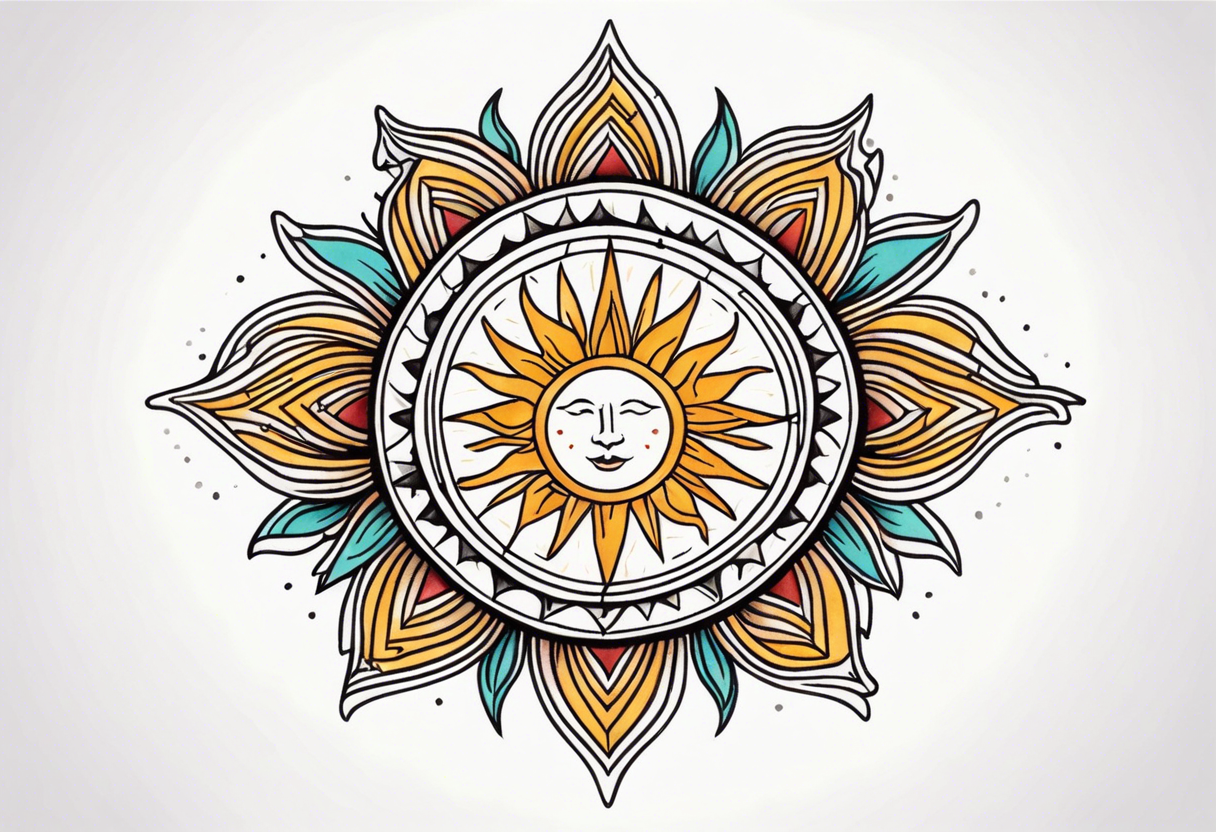 traditional sun beams tattoo idea