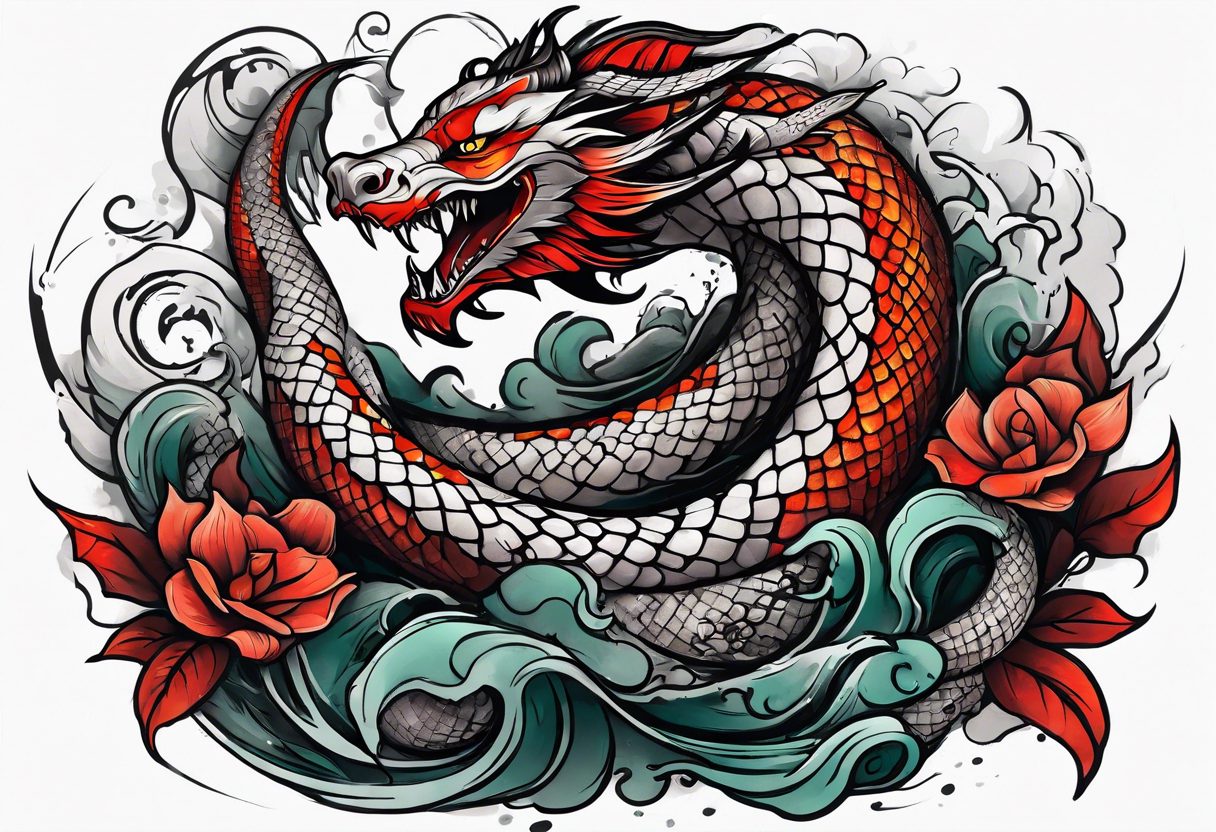 a Sleeve tattoo the World Serpent, as depicted in God of War. on the arm tattoo idea