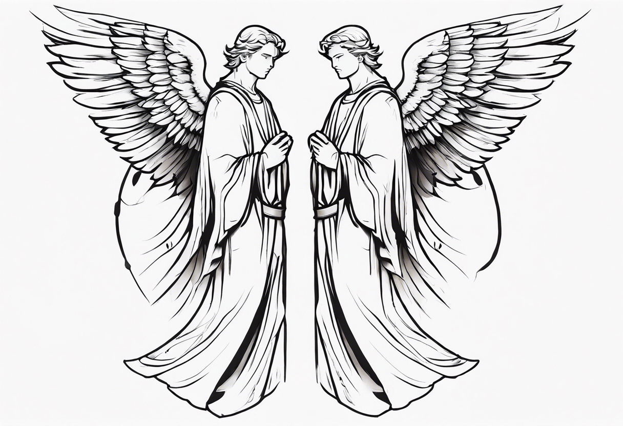 2 male guardian angels tattoo idea