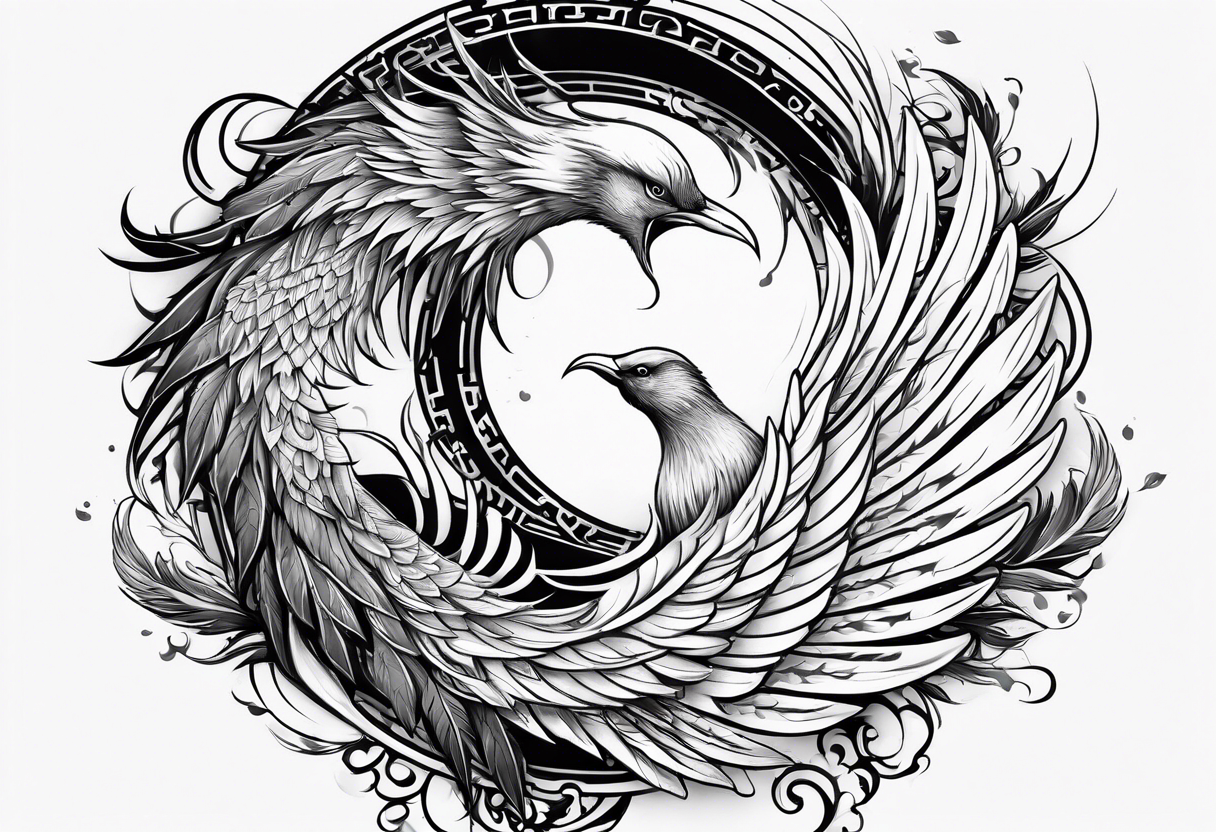 Yin and yang with phoenix tattoo idea