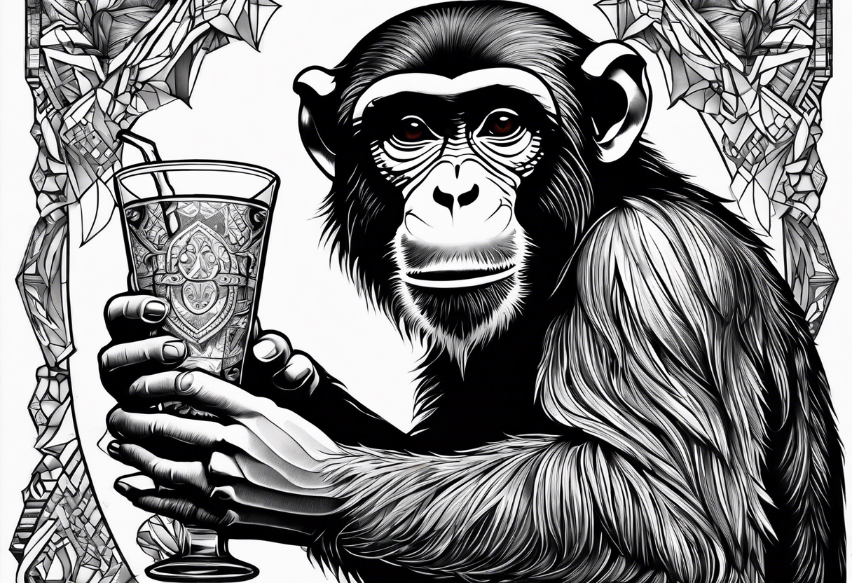 Monkey with a drink tattoo idea