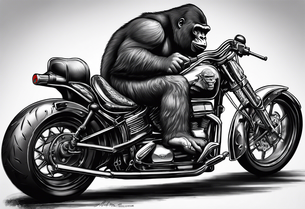 gorilla motorcycle microphone tattoo idea