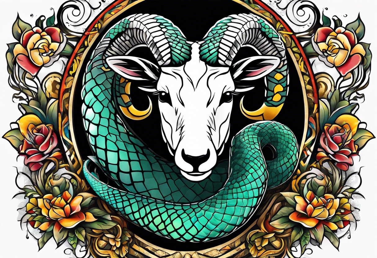 On the goat's head is a snake tattoo idea