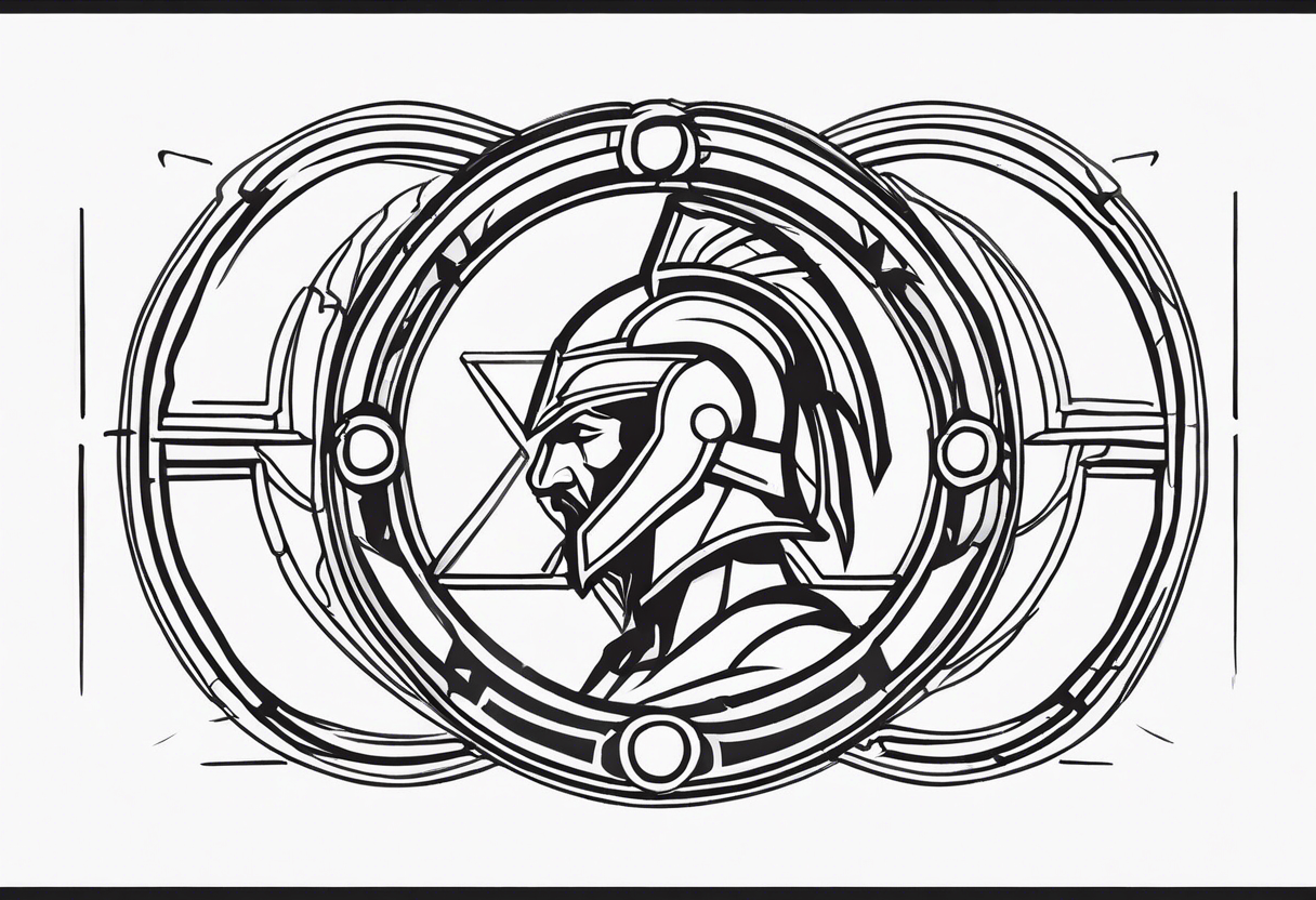 Ancient spartan in a trinity symbol tattoo idea