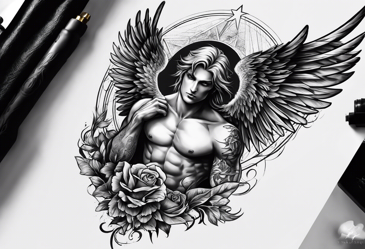 Fallen angel male tattoo idea