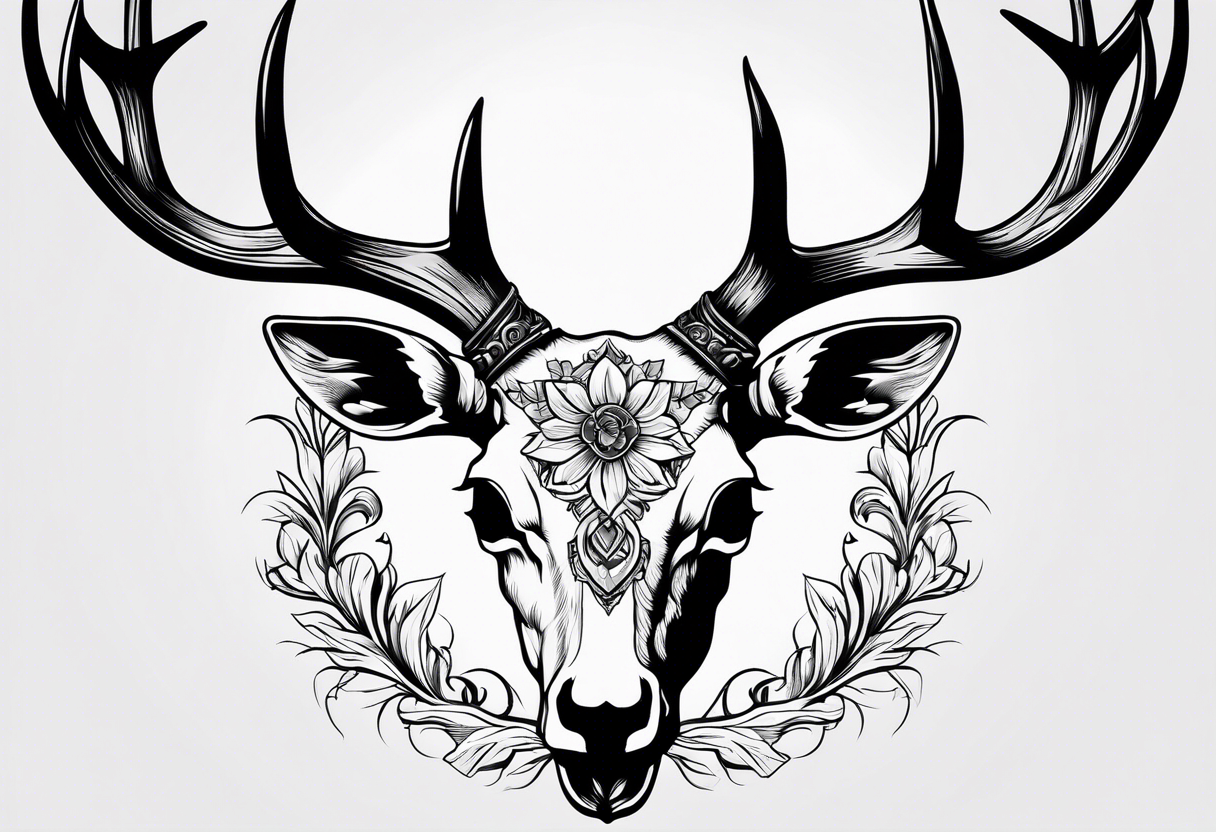 European mount mule deer skull tattoo idea