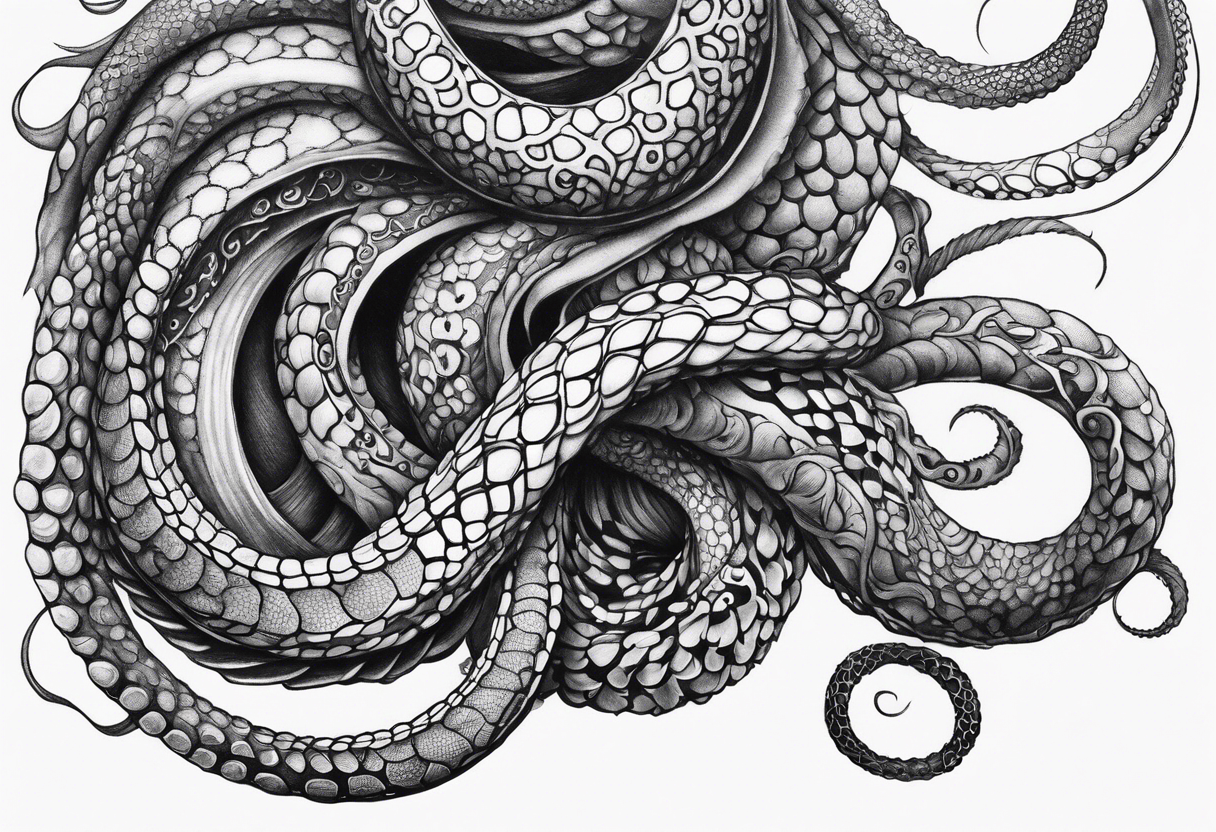 natural real entwined tentacle tattoo idea