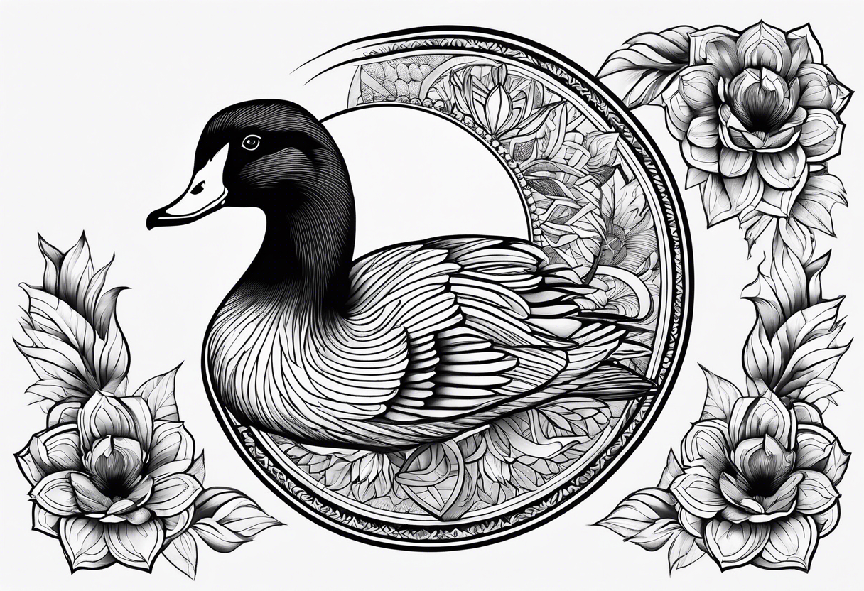 plain mandala in the Background with canadian goose in the front tattoo idea