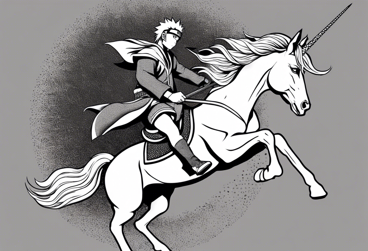 naruto riding a unicorn tattoo idea