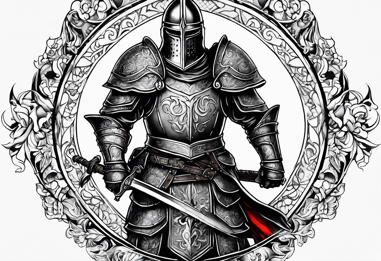 Medieval warrior shown in full tattoo idea