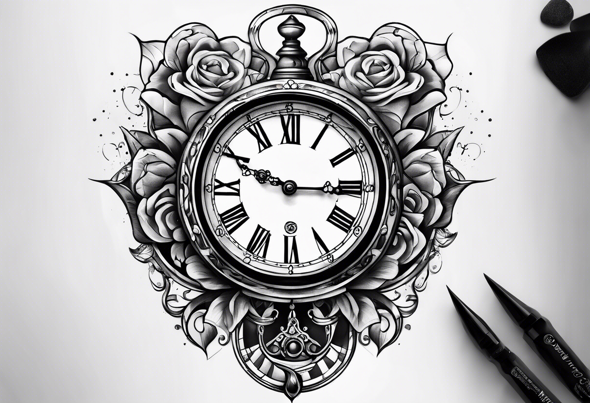 melting clock tattoo idea