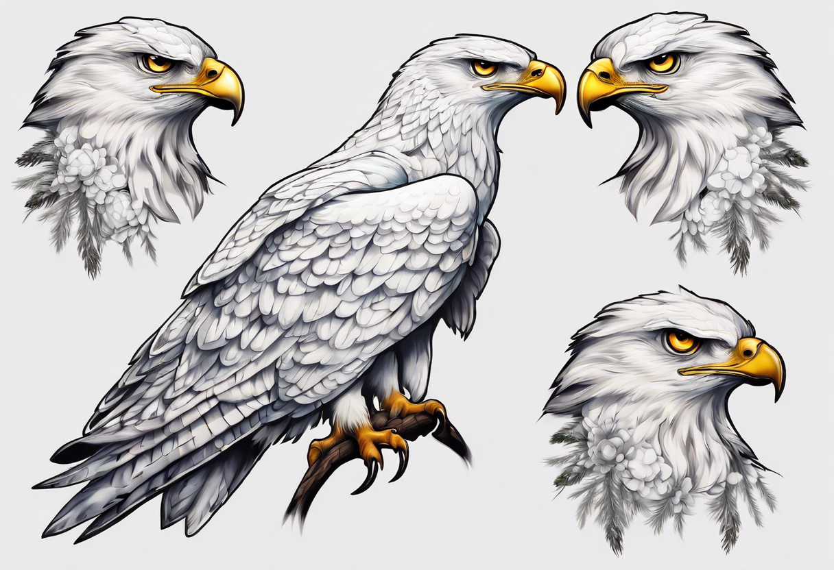 A white hawk with glowing pineal gland tattoo idea