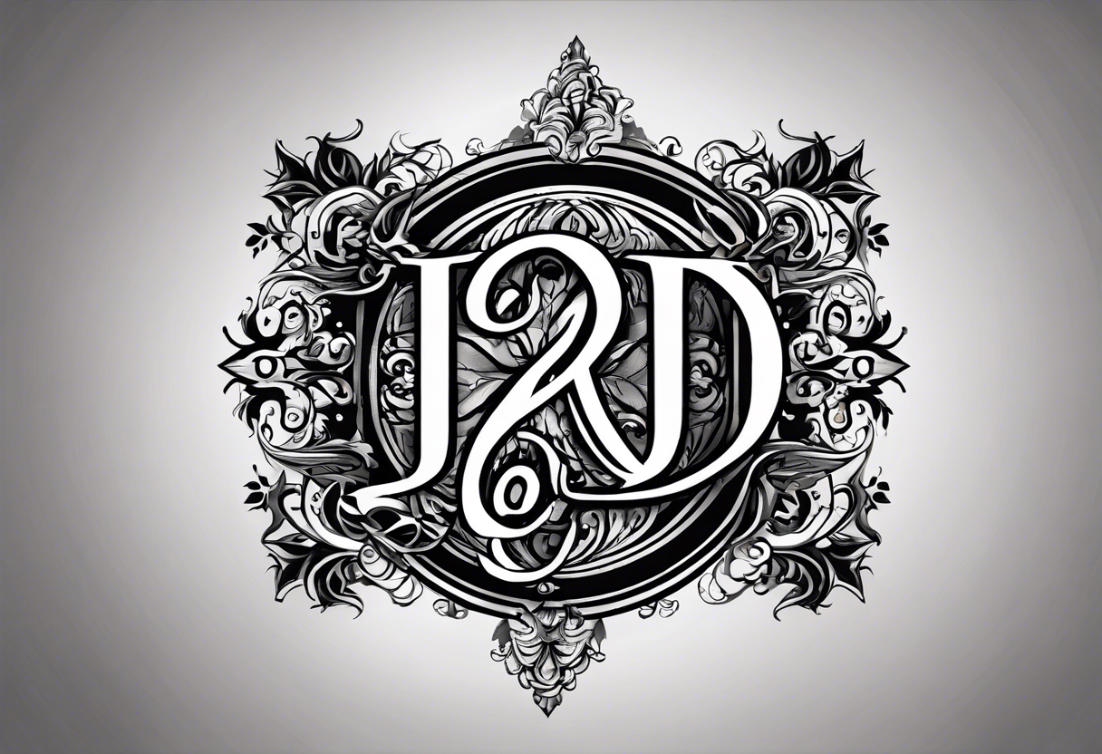 J+D heart (Bond, love) heart letters original tribal tattoo design