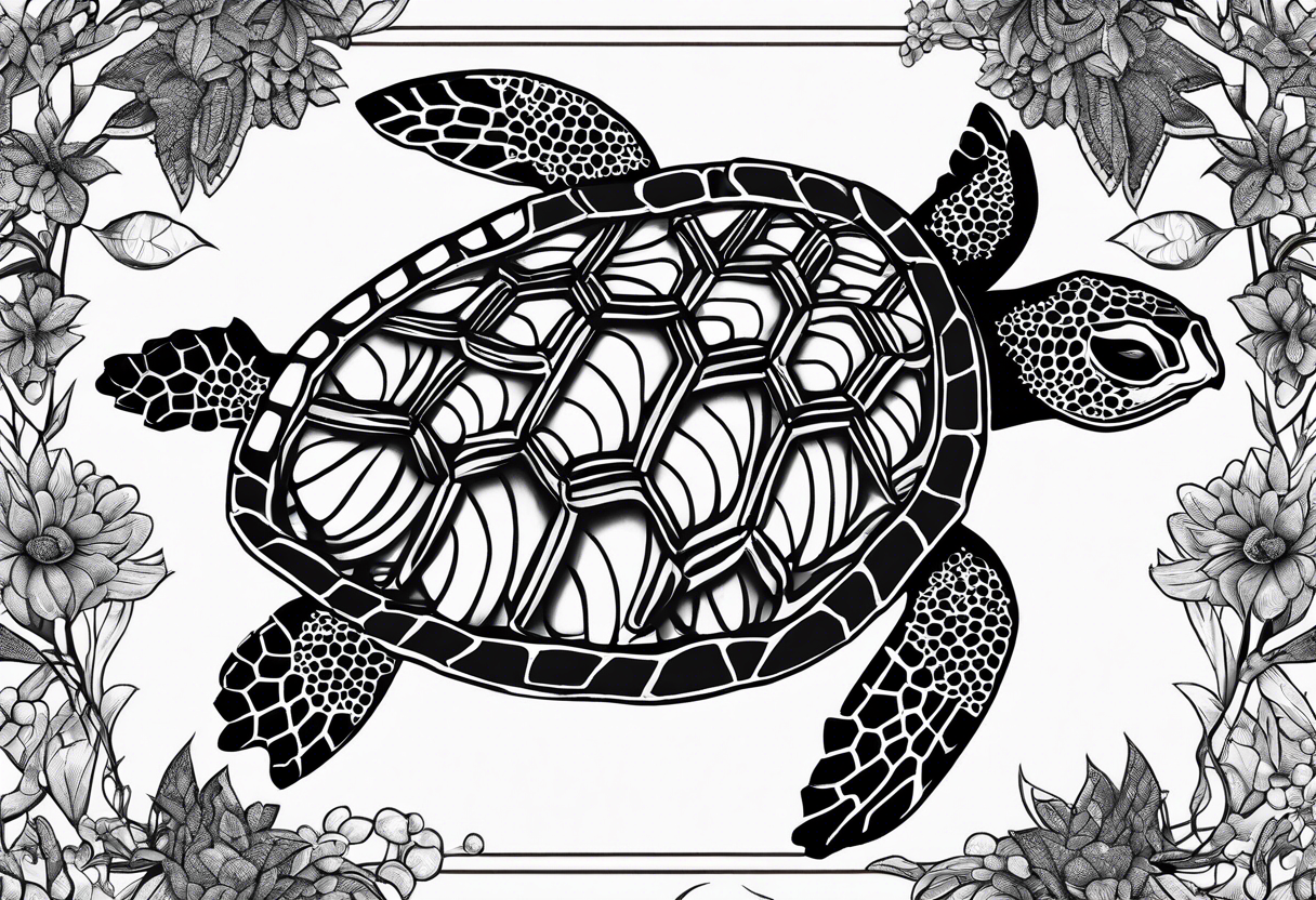 Honey comb, 5 turtles, Russian olive tree tattoo idea