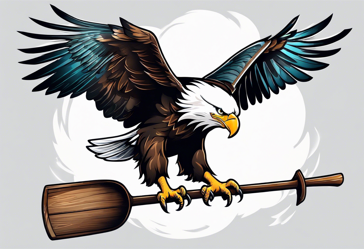 eagle flying with an oar through talons tattoo idea