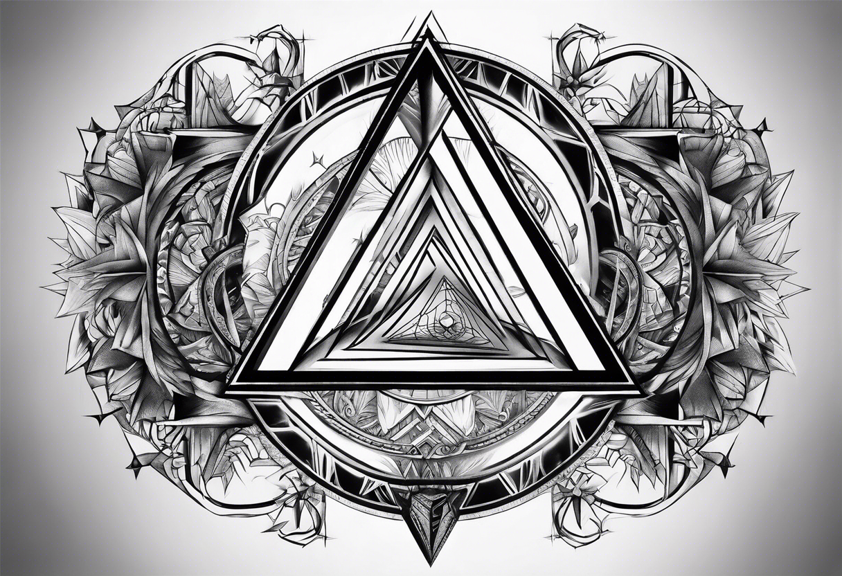 multiple triangle portals to fantasy world, forearm tattoo tattoo idea