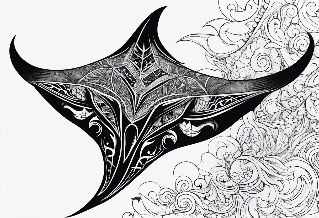 A manta ray with a sea star as a tribal tattoo or an abstract geometric tattoo tattoo idea