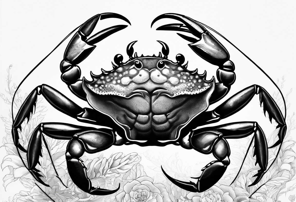 Crabs en blanco en negro con numero 69 tattoo idea