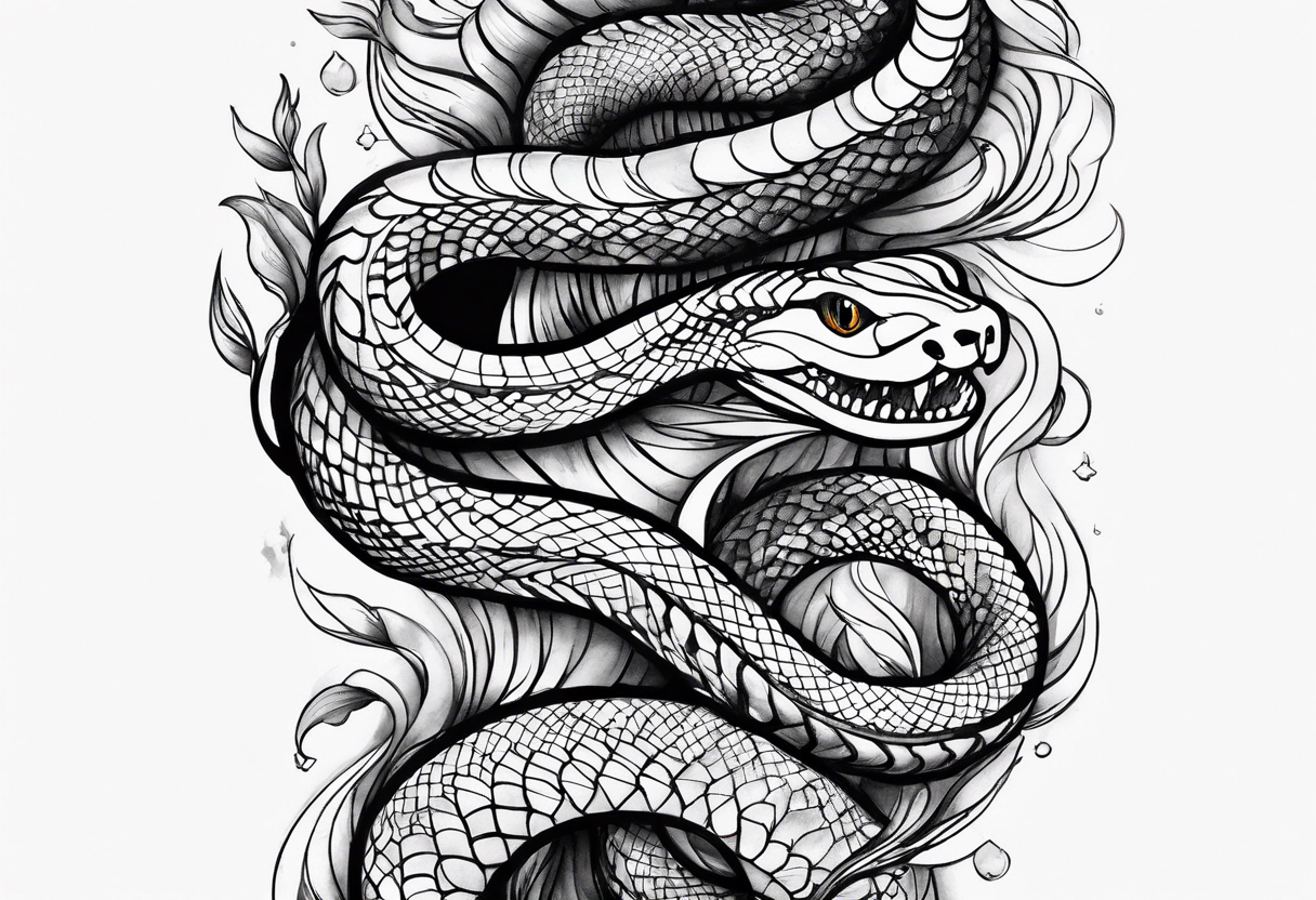 top of a snake straight line tattoo idea