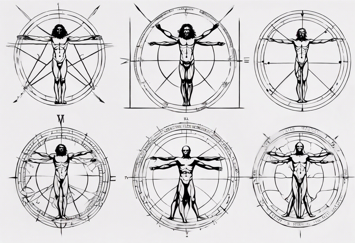 Simple vitruvian man tattoo idea