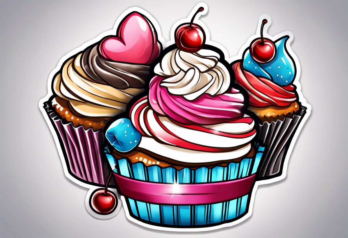 Cupcake with sweet imagery tattoo idea