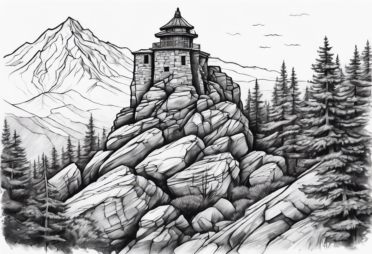 Hiking Rock tower tattoo idea