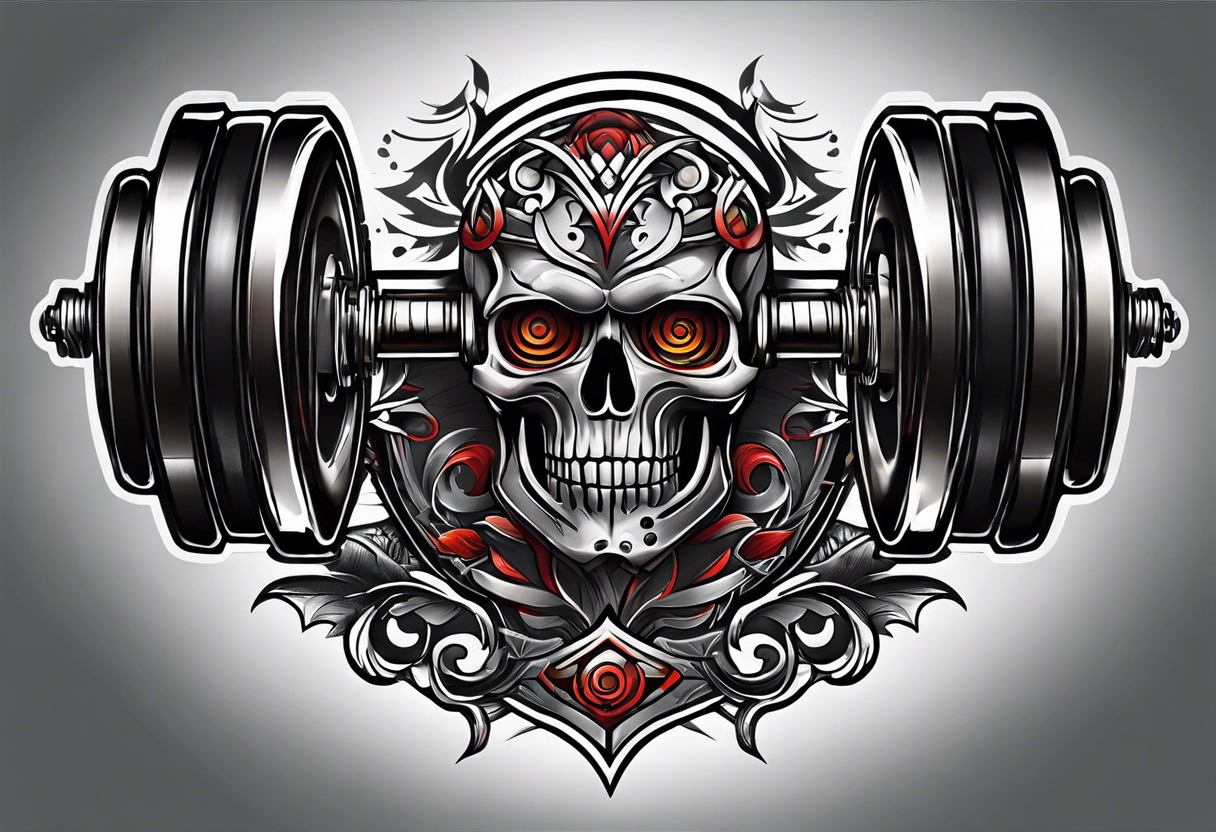 Dumbbell and strength mindset tattoo idea