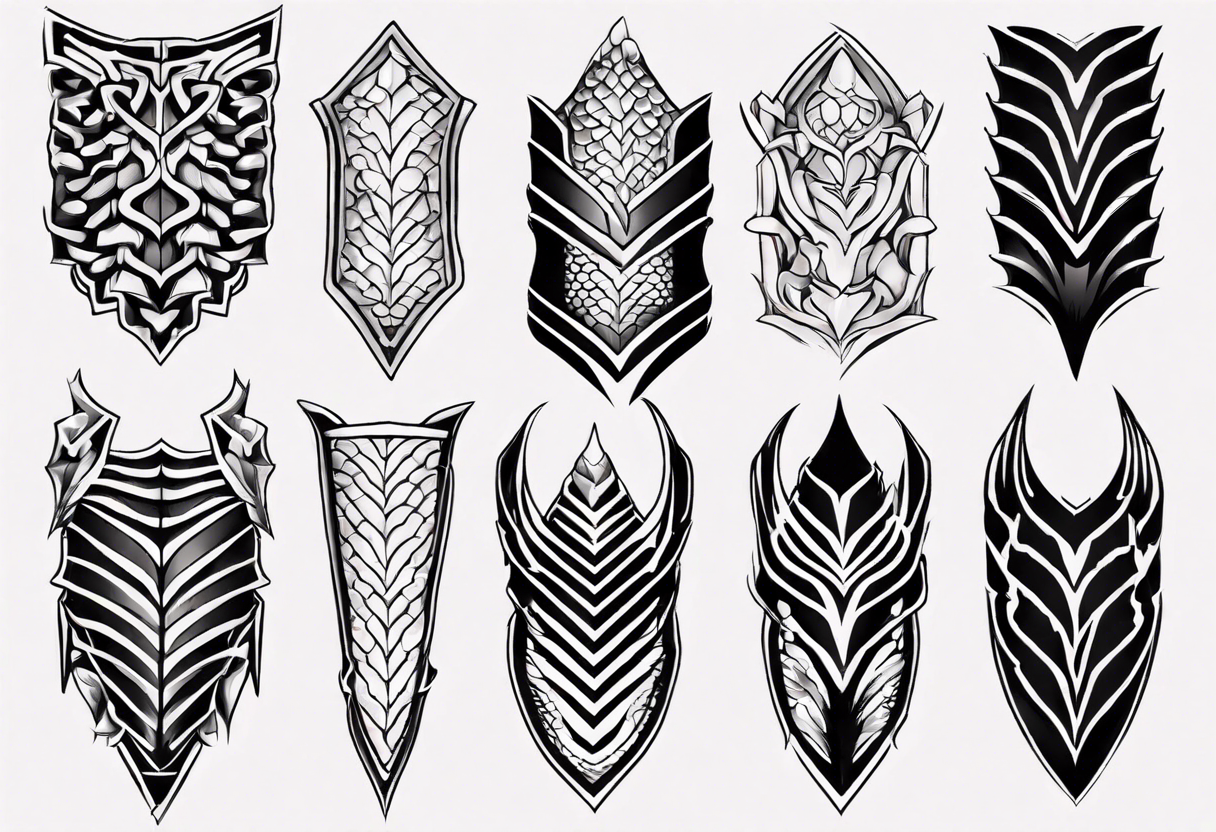 Dragonscale Leg armor symmetrical tattoo idea