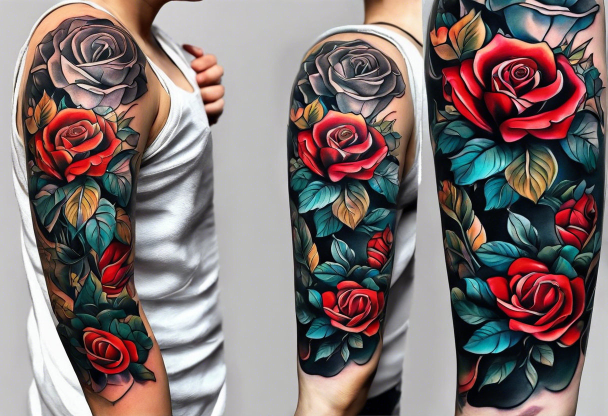 i want a full arm tattoo for a girl,it can be have a roses,flowers,not too over a simple thing tattoo idea