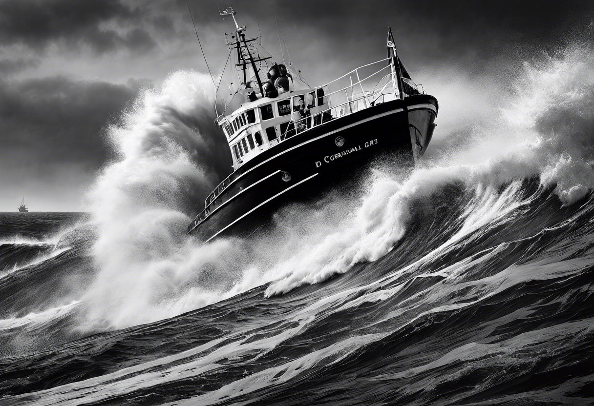 d class rnli on raging sea in cornwall tattoo idea