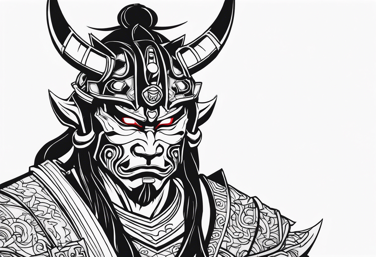 Cyber oni samurai tattoo idea