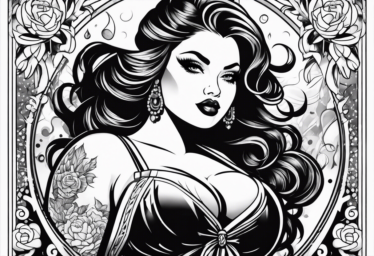 chubby pinup girl tattoo idea