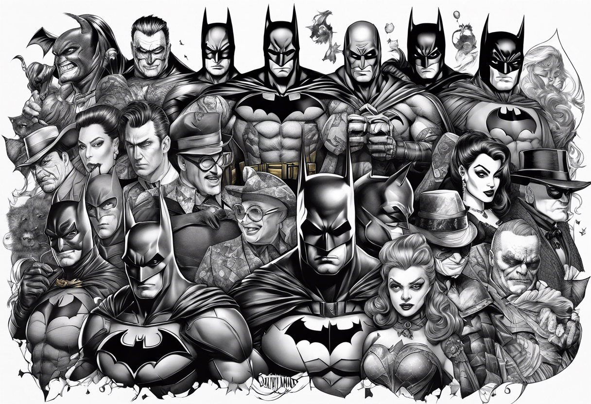 Batman villains collage for arm sleeve tattoo idea