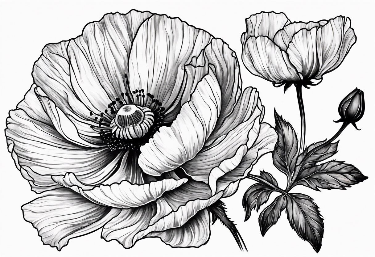 Cosmos, Poppy’s and Honeysuckle tattoo idea