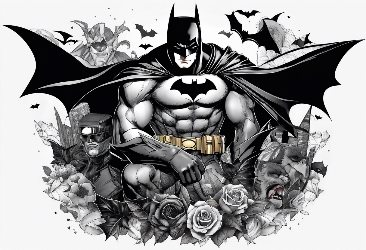 Batman collage for arm sleeve tattoo idea