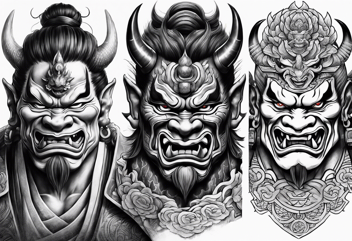 Japanese oni sleve tattoo idea