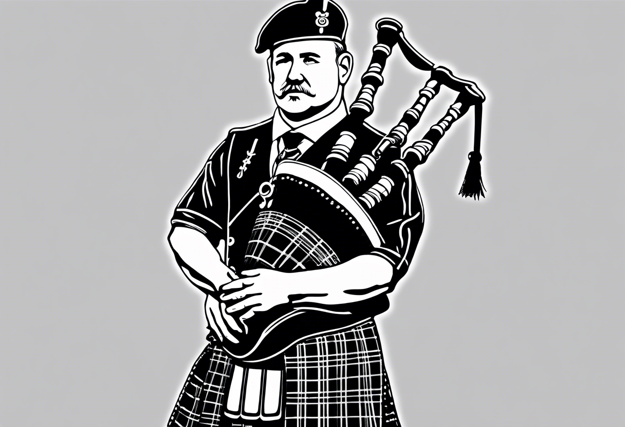 Scottish Bagpiper in  a kilt tattoo idea