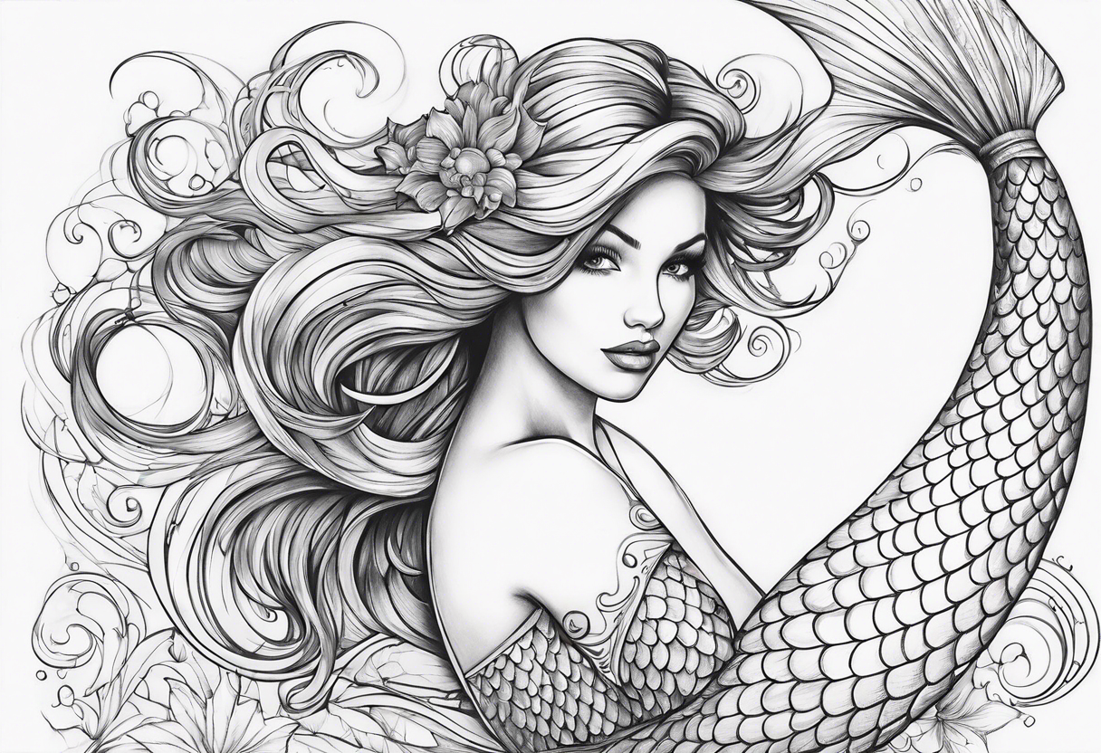 Draw me a nice magical mermaid fish tail tattoo idea