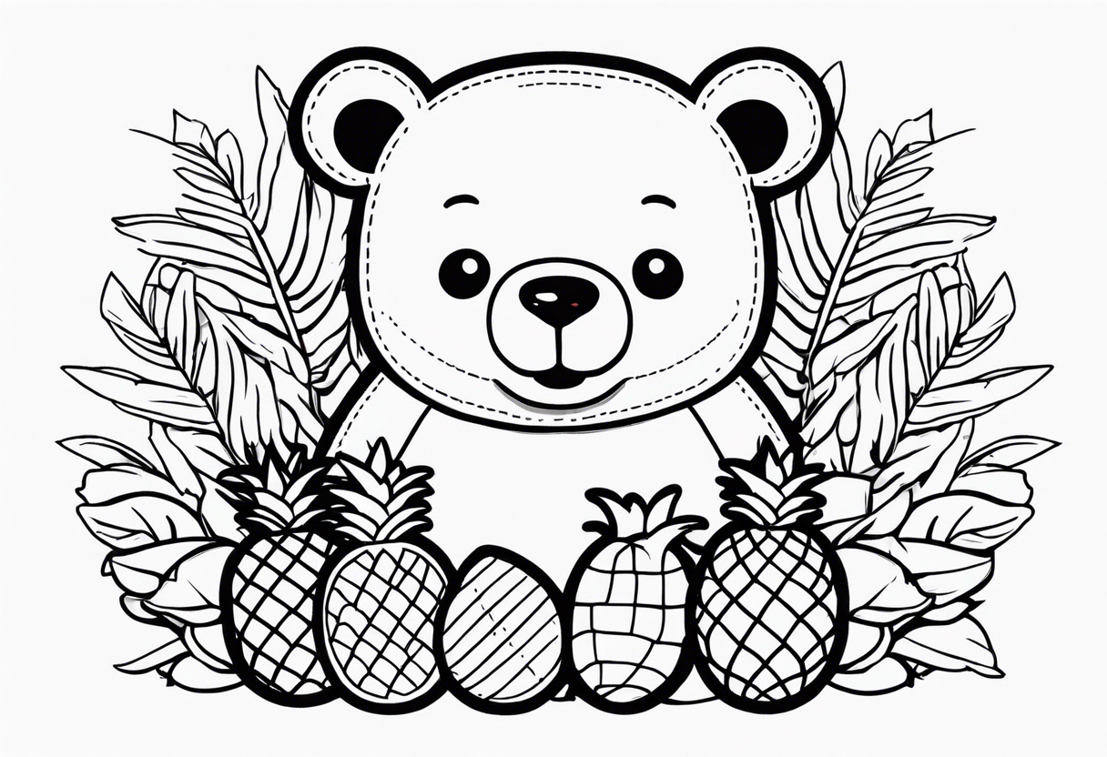 Bear loves pineapples and coconuts tattoo idea