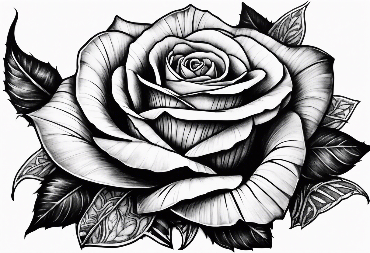 Black mamba with black rose and thorns tattoo idea