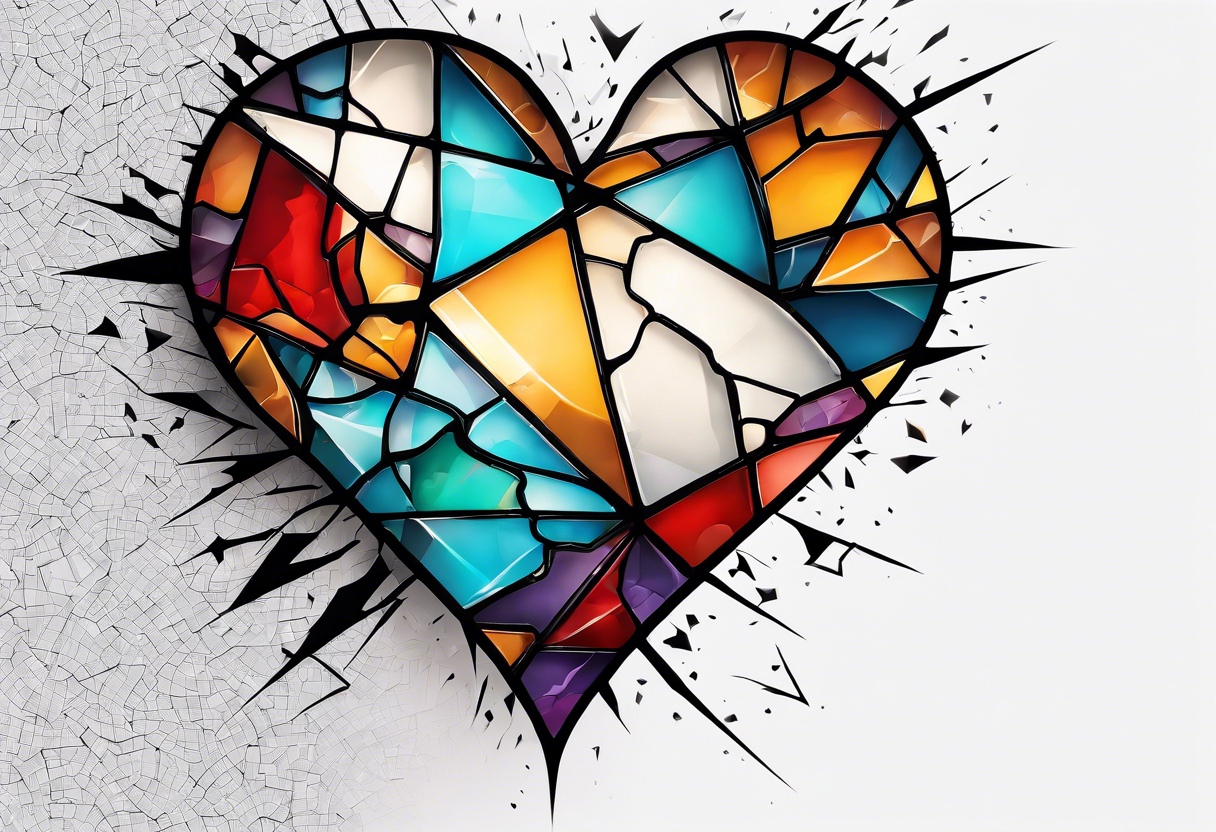 Glass Heart Shattered Puzzle Pieces tattoo idea | TattoosAI