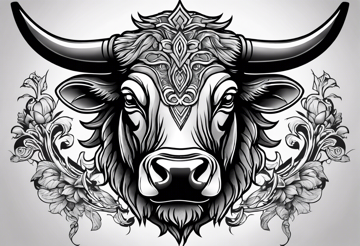 Bull head tattoo and t-shirt design. Big furious bull, symbol of power,  aggression tattoo art Stock Vector | Adobe Stock