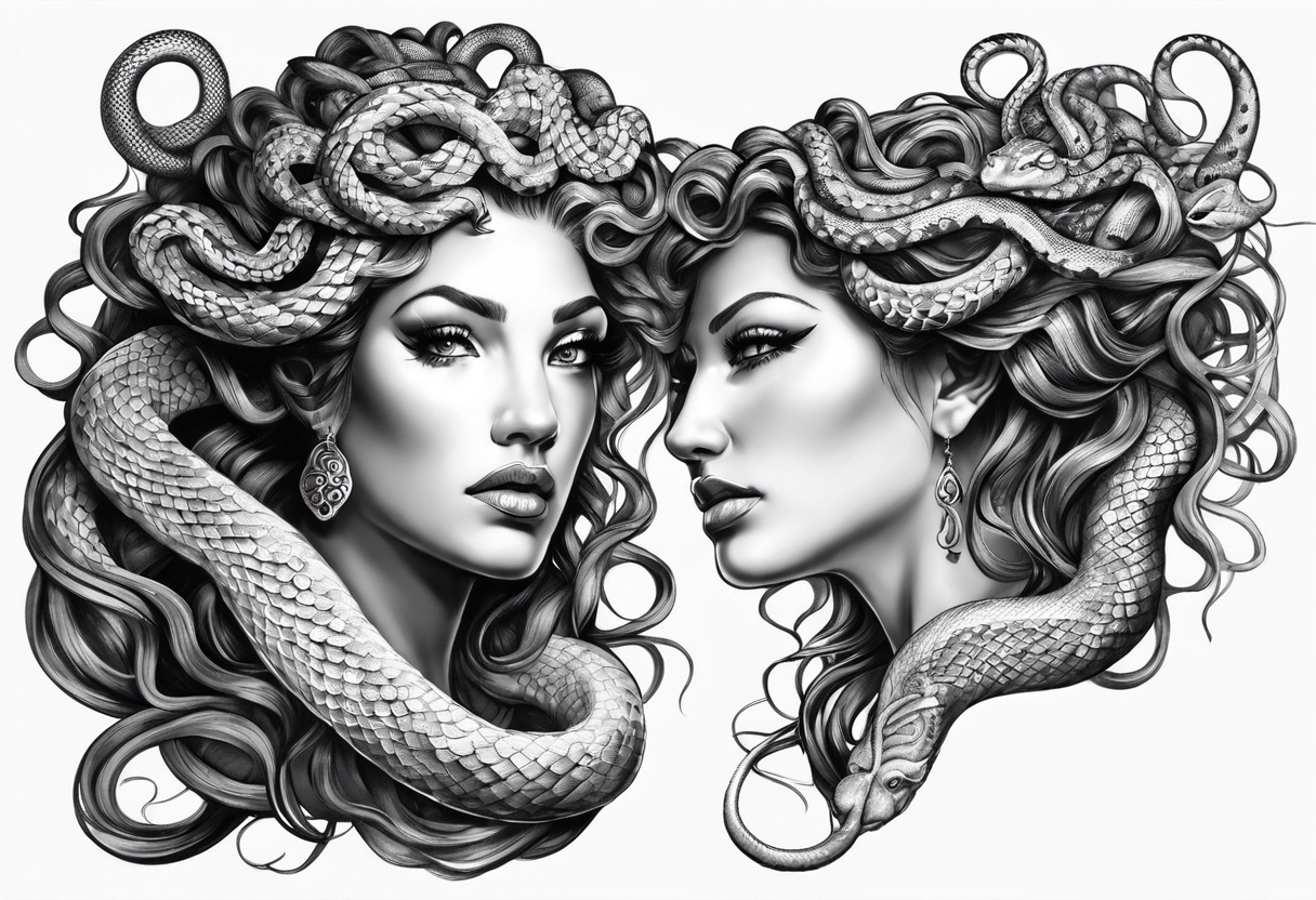 Medusa gorgon, snakes instead of hair, like stone tattoo idea