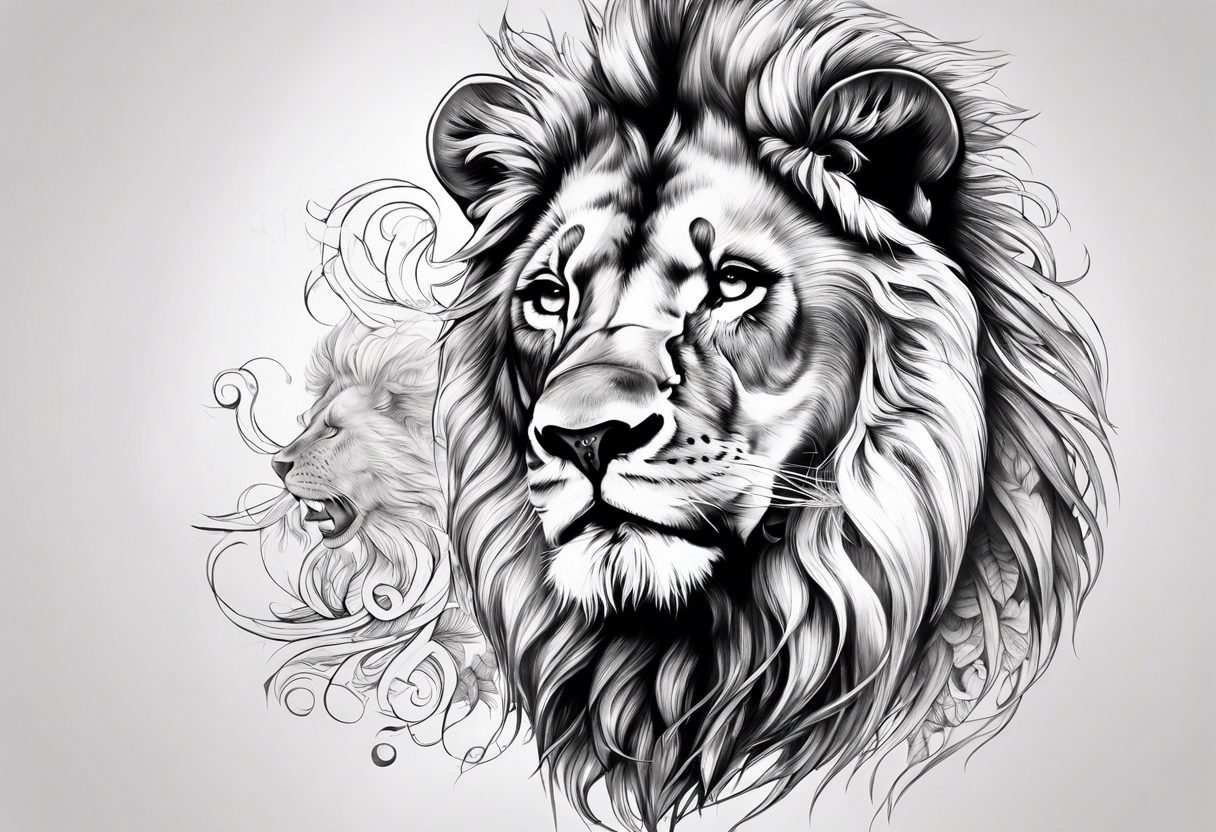 Lion half dace lion half delicate tattoo idea