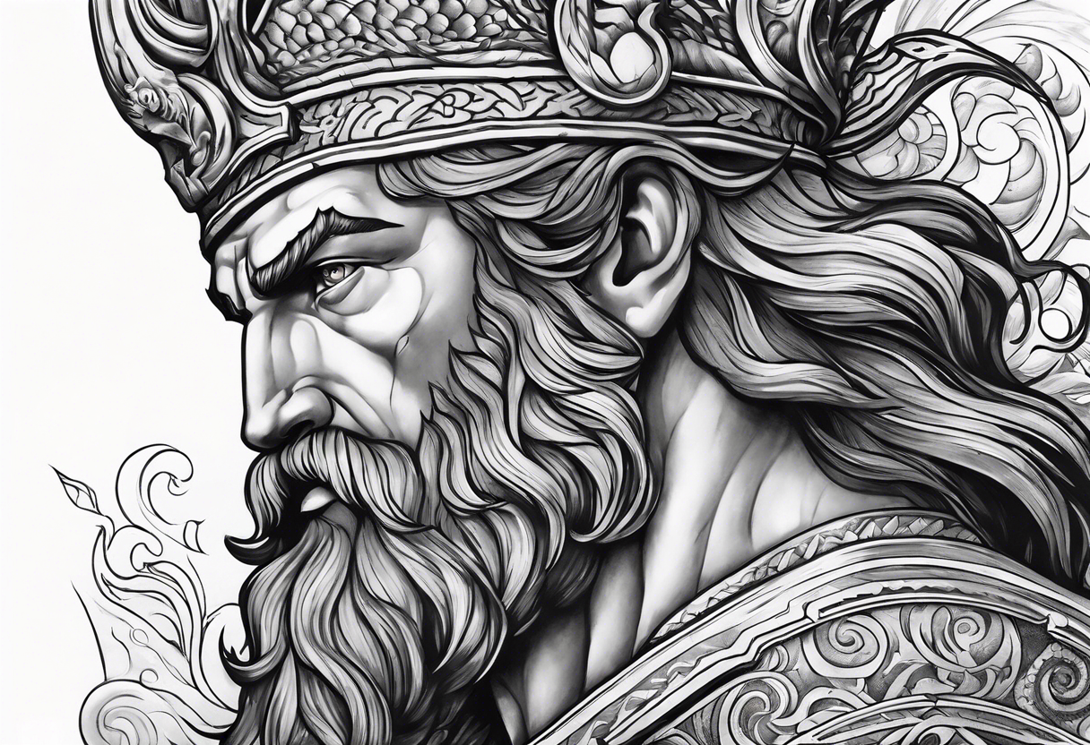 Poseidon side profile tattoo idea