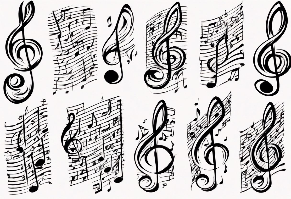 Music sheet linesand one of the lines says Dream Out Loud, and musical notes that go up the arm. tattoo idea