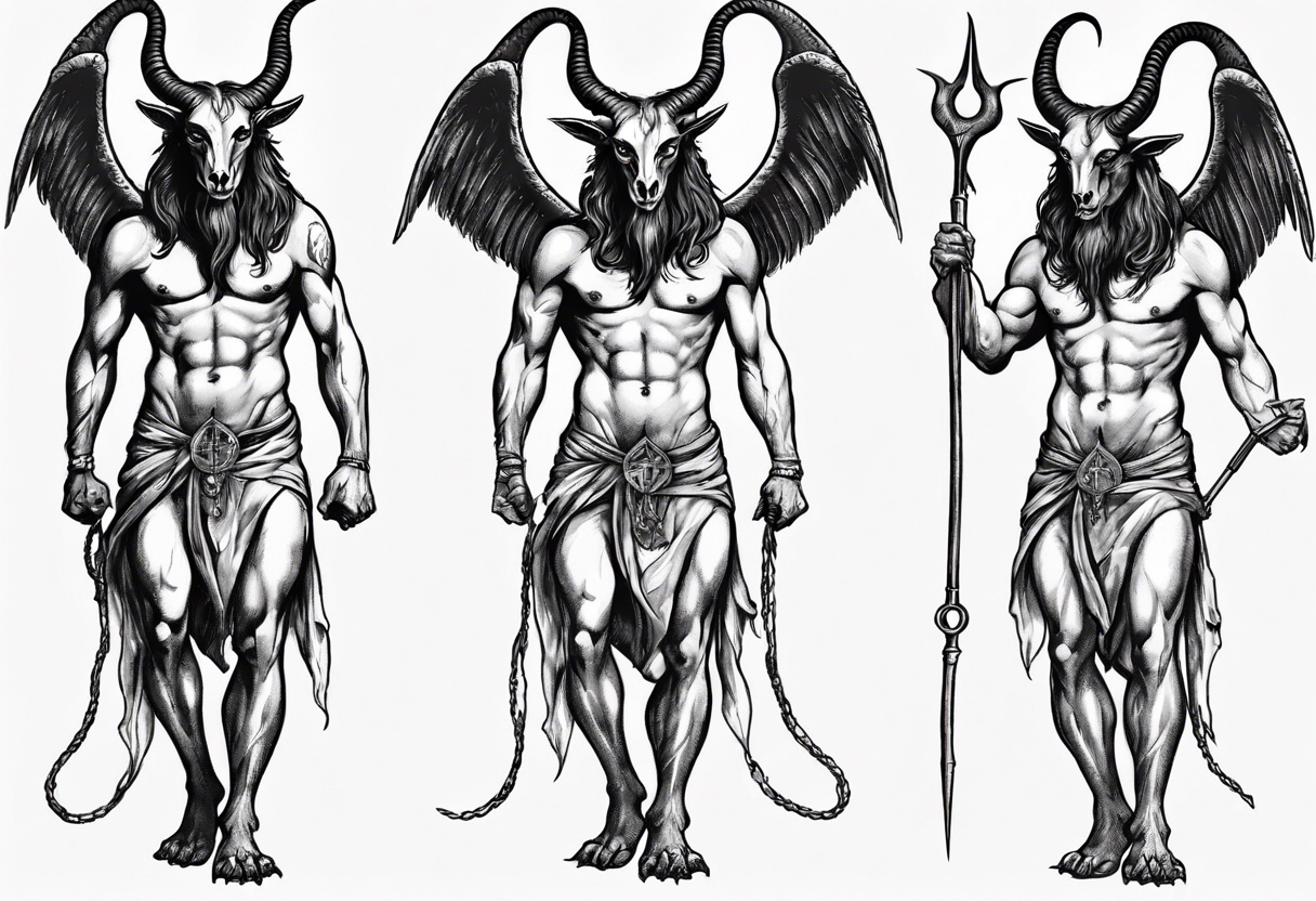 Baphomet standing full body with loincloth. tattoo idea