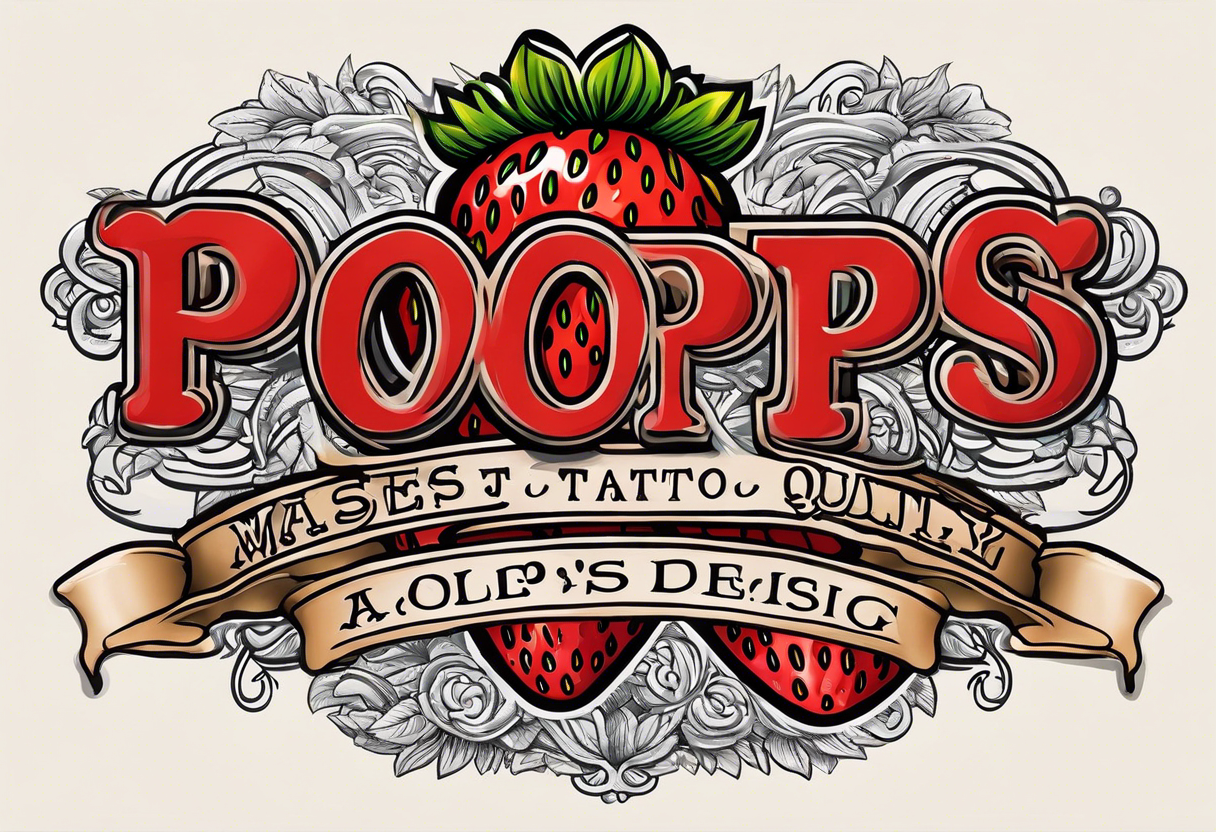 strawberry alone wrapped in banner saying Pops tattoo idea